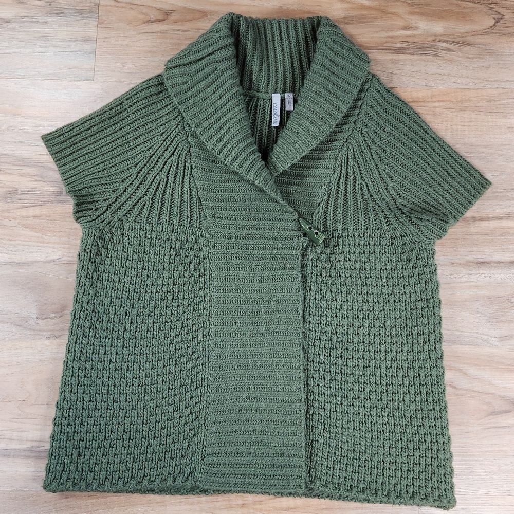 🔹️Caslon Olive Chunky Knit Shawl Collar Cardigan Sweater Medium
